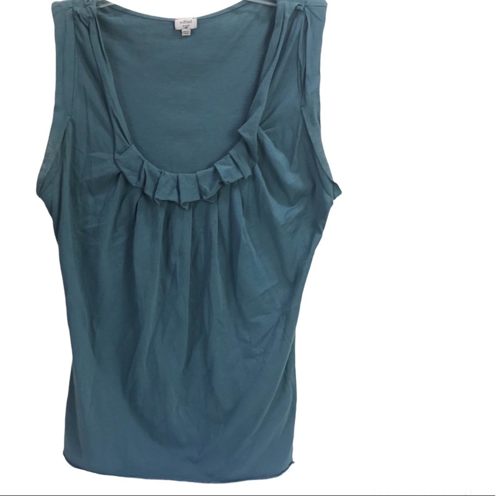 Aritzia Wilfred Free Pleated Ruffles Cotton Top T-Shirt Pullover Tunic Crew XS